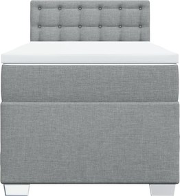 vidaXL Κρεβάτι Boxspring με Στρώμα Ανοιχτό Γκρι 90x190 εκ. Υφασμάτινο