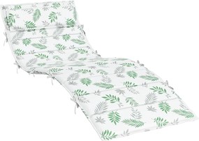 vidaXL Μαξιλάρι Ξαπλώστρας Ήλιου Λευκό και πράσινο 178 x 60 x 4 cm