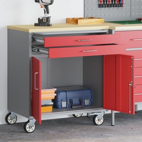 vidaXL Εργαστήριο με συρτάρι Κόκκινο και γκρι 75 x 45 x 85 εκ.