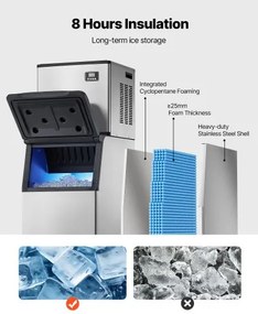 VEVOR Commercial Ice Maker 550LBS/24H with 300LBS Storage Bin Auto Self-Cleaning