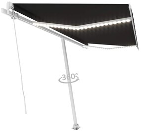 vidaXL Τέντα Συρόμενη Χειροκίνητη με LED Ανθρακί 450 x 300 εκ.