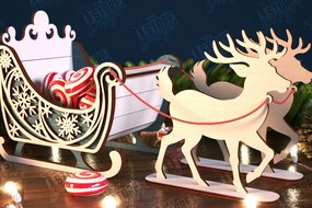 Σετ των 3 Intra απο ξύλο plywood 3mm-4mm πάχος Χριστουγεννιάτικο έλκηθρο Άγιου Βασίλη | Έλκηθρο ταράνδων Δίασταση 15x15 cm INTRAFABR-106858498