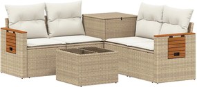 vidaXL Σετ Καναπέ 6 τμχ. Μπεζ και Κρέμ 55 x 55 x 37 εκ