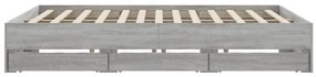 vidaXL Πλαίσιο Κρεβατιού με συρτάρια Γκρι sonoma 200x200εκ. Επεξ. Ξύλο