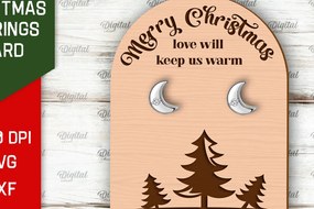 Σετ των 3 Intra απο ξύλο plywood 3mm-4mm πάχος Χριστουγεννιάτικα Σκουλαρίκια Κάρτα Δίασταση 3x3 cm INTRAFABR-104869085