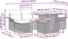 vidaXL Σετ Καναπέ Κήπου με μαξιλάρι 7 pcs Μπεζ Πολυ ράταν