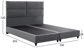 ΚΡΕΒΑΤΙ MILO ΑΠΟ ΓΚΡΙ ΒΕΛΟΥΔΟ HM616.10 ΓΙΑ ΣΤΡΩΜΑ 160x200 EK.