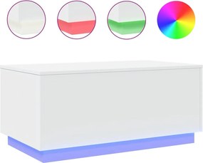 vidaXL Τραπεζάκι Σαλονιού με LED Λευκό 90 x 50 x 40 εκ.