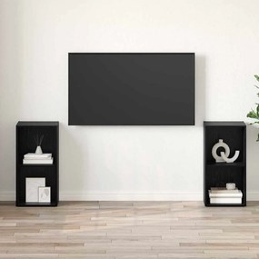 vidaXL Σετ επίπλου τηλεόρασης 2 pcs Μαύρη Οξυά Επεξεργασμένο Ξύλο