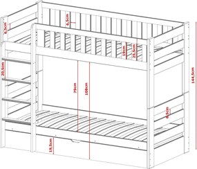 FOCUS 80x180 grey bunk bed Lano Furniture
