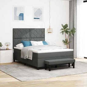 vidaXL Box Spring Bed με Στρώμα & Πάγκο Σκοτεινό Γκρί 140x200 εκ. Υφασμάτινο