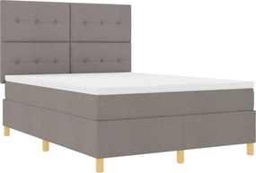 vidaXL LED Κρεβάτι με βάθρο με στρώμα Taupe 140 x 190 cm ύφασμα