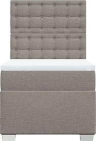 vidaXL Κρεβάτι Boxspring με Στρώμα Taupe 100 x 200 εκ. Υφασμάτινο
