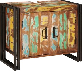 vidaXL Ντουλάπι νιπτήρα με ράφι Πολύχρωμο Στερεό Ανακτηθέν Ξύλο