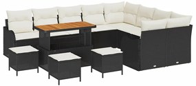 vidaXL Σετ Καναπέ Κήπου 13 pcs Μαύρο συνθετικό ρατάν
