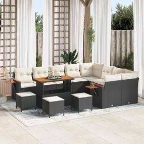 vidaXL Σετ Καναπέ Κήπου 13 pcs Μαύρο συνθετικό ρατάν