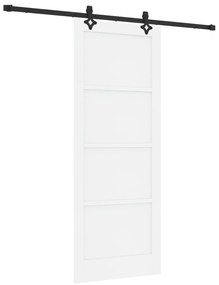 vidaXL Συρόμενη Πόρτα με Αξεσουάρ Λευκή 83x211 εκ. Μασίφ Ξύλο Πεύκου