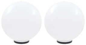 Φωτιστικά Μπάλα LED 2 τεμ. Σφαιρικά 50 εκ. Ακρυλικά (PMMA) - Λευκό