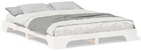 vidaXL Κρεβάτι δαπέδου με αποθήκευση Λευκό 160 x 210 cm ξύλο