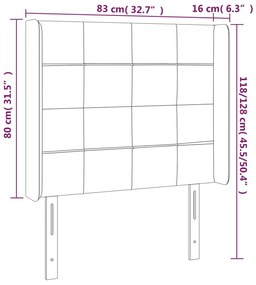 Κεφαλάρι Κρεβατιού LED Ανοιχτό Γκρι 83x16x118/128εκ. Βελούδινο - Γκρι