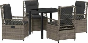 vidaXL Σέτ φαγητού για κήπο 5 pcs Γκρι συνθετικό ρατάν