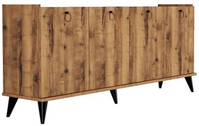 Μπουφές Lireta pakoworld μελαμίνης καρυδί-μαύρο 182x41x82.5εκ (1 τεμάχια)
