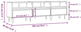 Έπιπλο Τηλεόρασης Μαύρο 150x30x44,5 εκ. Επεξεργασμένο Ξύλο - Μαύρο