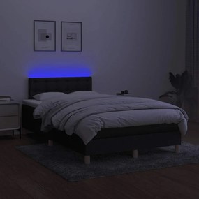 vidaXL Κρεβάτι Boxspring με Στρώμα &amp; LED Μαύρο 120x200 εκ. Υφασμάτινο