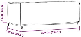 Καλύμματα Επίπλων Κήπου 8 Ατόμων 2τεμ. Μαύρο 300x140x90εκ. 420D - Μαύρο