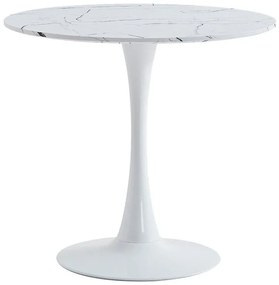 Τραπέζι Balou II MDF σε λευκό μαρμάρου απόχρωση Φ80x75εκ 80x80x75 εκ.