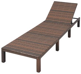 vidaXL Ξαπλώστρα Καφέ από Συνθετικό Ρατάν με Μαξιλάρι