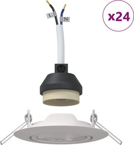 vidaXL Σποτ 24 pcs Λευκό 9 x 9 x 2.5 εκ. Μέταλλο