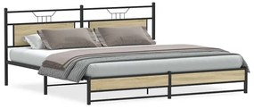 vidaXL Σκελετός Κρεβ. Χωρίς Στρώμα Sonoma Δρυς 193x201 εκ. Μεταλλικό