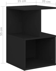 vidaXL Κομοδίνο Μαύρο 35 x 35 x 55 εκ. από Επεξ. Ξύλο