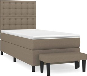 vidaXL Κρεβάτι Boxspring με Στρώμα Taupe 100 x 200 εκ. Υφασμάτινο