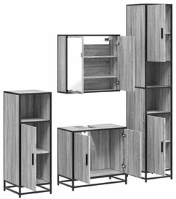 vidaXL Σετ Επίπλων Μπάνιου 4 Τεμαχίων Γκρι Sonoma Επεξεργασμένο Ξύλο