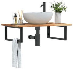 Ράφι Νιπτήρα Τοίχου από Ατσάλι / Μασίφ Ξύλο Ακακίας