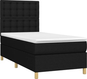 vidaXL Κρεβάτι Boxspring με Στρώμα Μαύρο 90x200 εκ. Υφασμάτινο