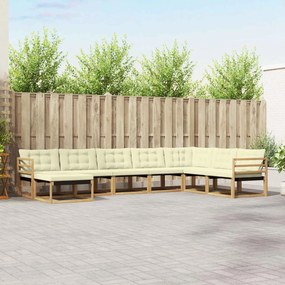 vidaXL Σειρά Καναπέ Εξωτερικού με μαξιλάρι 8 pcs Λευκό και Κρεμ