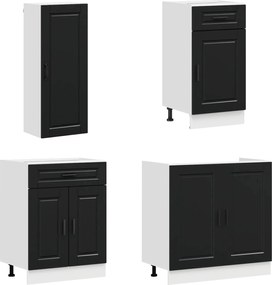 vidaXL Μονάδα κουζίνας PORTO 8 pcs Μαύρο Επεξεργασμένο Ξύλο