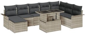 vidaXL Σετ Καναπέ Κήπου 9 pcs Ανοιχτό γκρι Πολυ rattan, βαμμένο ατσάλι
