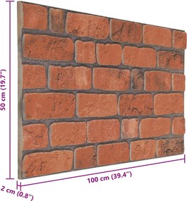 vidaXL Πάνελ τοίχου 10 τμχ. 100 x 50 cm Τερακότα Αφρός EPS