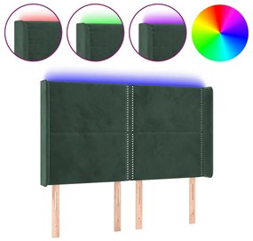 vidaXL Κεφαλάρι Κρεβατιού LED Σκούρο Πράσινο 147x16x118/128 εκ