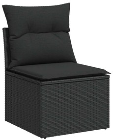 vidaXL Καναπές Σετ 7 Τεμαχίων Μαύρο Συνθετικό Ρατάν με Μαξιλάρια