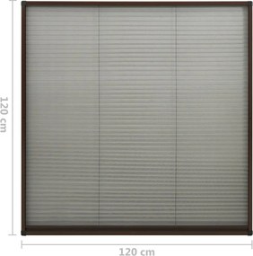 vidaXL Σήτα Παραθύρου Πλισέ Καφέ 120 x 120 εκ. από Αλουμίνιο