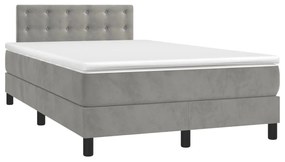 vidaXL Κρεβάτι Boxspring με Στρώμα Ανοιχτό Γκρι 120x200 εκ. Βελούδινο