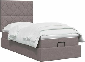 vidaXL Κρεβάτι Ottoman με Στρώμα και LED Taupe 80 x 200 cm Ύφασμα