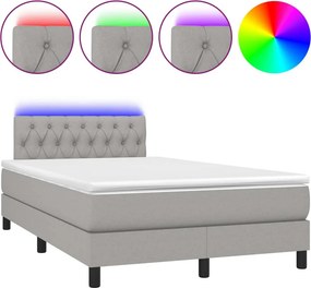 vidaXL Κρεβάτι Boxspring με Στρώμα &amp; LED Αν.Γκρι 120x200 εκ Υφασμάτινο
