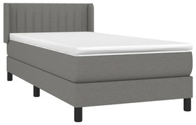 vidaXL Κρεβάτι Boxspring με Στρώμα Σκούρο Γκρι 100x200 εκ. Υφασμάτινο