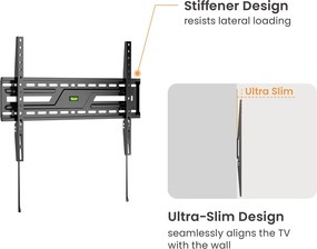 POWERTECH επιτοίχια βάση τηλεόρασης PT-1371, 37-86", έως 75kg, fixed